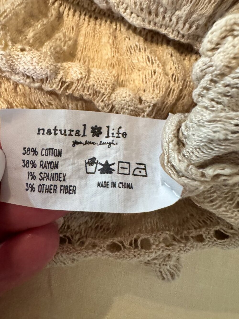 Natural Life Juliet Ruffle Sweater Top Cream S Boho Crochet Knit - Picture 8 of 8